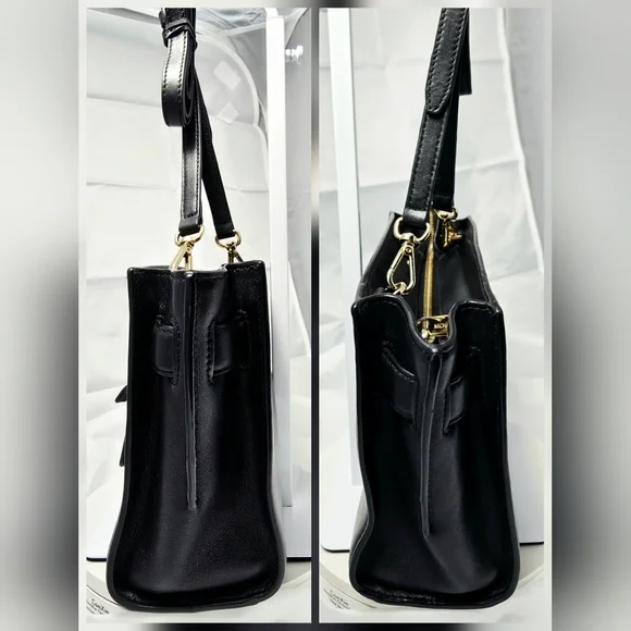 MICHAEL Michael Kors Hamilton Smooth Black Leather Crossbody Bag w/Gold Hardware - Picture 9 of 17